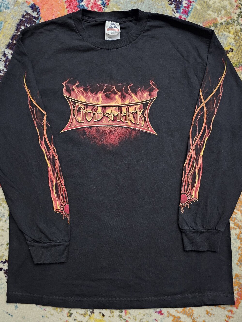 VTG 2004 Godsmack Mens Large Faceless Flames L/S Tee Shirt Alstyle Triple A Tag